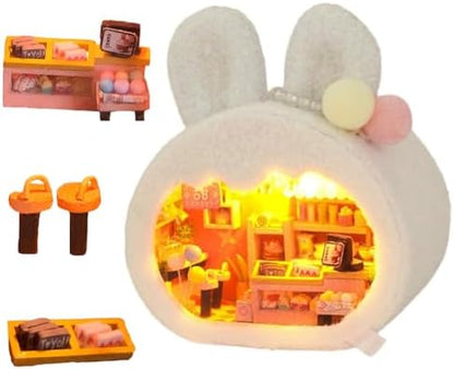 DIY Miniature House Kit, Cute Animal Style Wood Dolls House Model with LED Light - Creativity Gift for Women and Adults by TOPBSFARNY