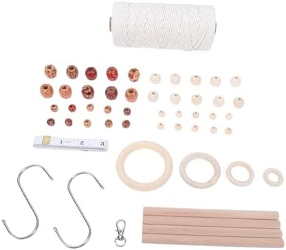 Macrame Kit for Beginners, Supplies with 3mm 115Yard Cotton Rope Beads Rings for DIY Wall Hanging - Image 5