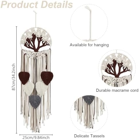 FREEBLOSS Tree of Life DIY Macrame Kit Leaves Macrame Tapestry Macrame Wall Hanging with Video Tutorials Macrame Wall Hanging Supplies Macrame Wall Decor for Living Room for Beginners Adults - Image 3