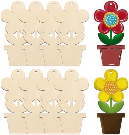 Large Size 7" Wooden Spring Ornaments to Paint, Flower Wooden DIY Blank Unfinished Round Wood Discs Ornament for Crafts Hanging Decorations(10PCS) by Sophena