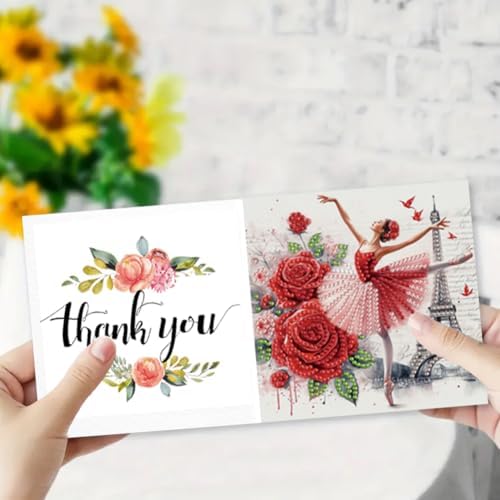 FRANDEK 6pcs Ballet Diamond Art Greeting Cards DIY Set, Sparkling Diamond Dots Handmade DIY Crafts Kit, Creative Gifts for Anniversary, Birthday, Romantic Love for Adults - Image 4