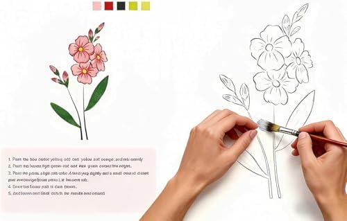 Watercolor Workbook，Water Paint Adult Set，Easy Coloring Book,Beautiful Paintings for Beginner, Flower Single Edition, Watercolor Paper - Image 3