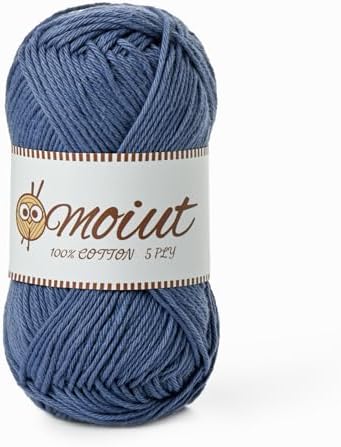 Cotton Yarn for Crocheting, Baby Yarn for Crocheting Soft, 131yds / 1.76oz Fluffy Amigurumi Crochet Yarn, 5 Ply 100% Milk Cotton Yarn for Puzzle、Socks、Clothes(Denim Blue) by OMoiut