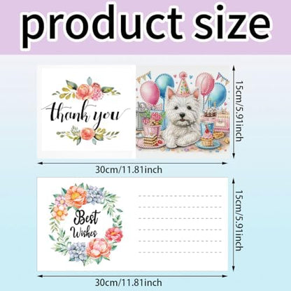 C'eitura 6Pcs Diamond Art Painting Greeting Cards Kit DIY Dog Cat Crafts - Image 7