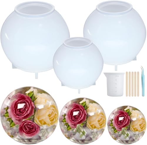 Large Sphere Resin Mold Silicone,3 pcs 4.8'' 4.1'' 3.6'' Globe Epoxy Mold by SIMEIQI