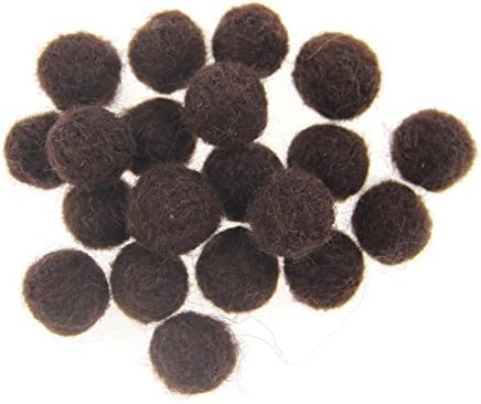 Needle Felt Balls Pure Wool Beads Dry Felted Balls 15mm Handmade DIY Crafts 20pcs (Brown) by Zasy