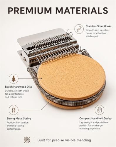 Knit Patch Kit - Mini Darning Loom, Small Weaving Tool for Clothing Repair - Image 7