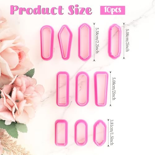 Polymer Clay Cutters, 10 Pieces Clay Sculpting Tools Polymer Clay Earrings Cutters Kit Basic Clay Cutters Tools Sculpting Polymer Clay Molds Dangle Shape Clay Cutters for Polymer Clay Jewelry Making - Image 3