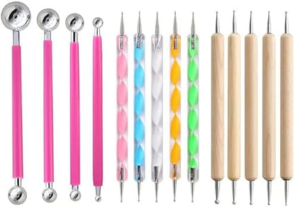 14Pcs Ball Stylus Pottery Tool Set, Pink Embossing Tool, Dual-Ended Multi-Size Clay Sculpting Dotting Tools, Professional Modeling Tools for Pottery, Polymer Clay, Nail Art, Fondant & DIY Crafts - Image 5