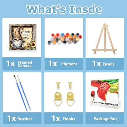 Gnome Paint by Numbers Kit for Adults Beginner, Paint by Numbers 10x10 Inch - Image 4