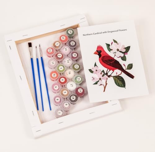 CraftLab Painting Kit - Wild Birds Paint by Numbers for Adults, 24 Acrylic Colors, Canvas, Brushes - Image 4