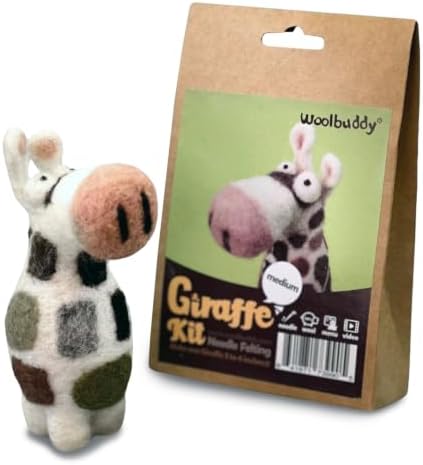 Woolbuddy Needle Felting Starter Kit (Giraffe) for Adults with Tool & Guide by Woolbuddy