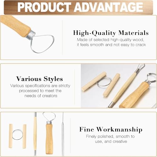 LINPHCEY 8Pcs Clay Sculpting Tools Set Perfect for Polymer Air Dry Modeling Clay Beginners & Professionals Ideal for DIY Pottery & Ceramics Tools for Clay Sculpey Sculpting & Crafting - Image 4