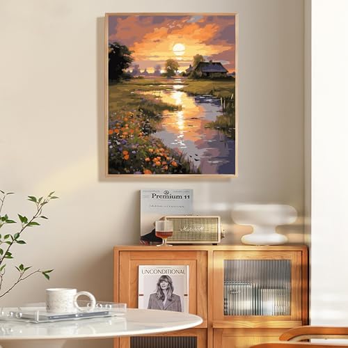 Framed Paint by Numbers Kit for Adults 16x20 Inch, Countryside Sunset - Image 2