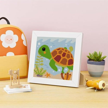 Lzyueyuan Turtle Cross Stitch Kits for Beginners, Stamped Cross Stitch for Adults with Framed,Crafts for Girls 8-12 Embroidery Kit,11CT Cross-Stitch Arts and Crafts for Adults 8.7inX8.7in - Image 3