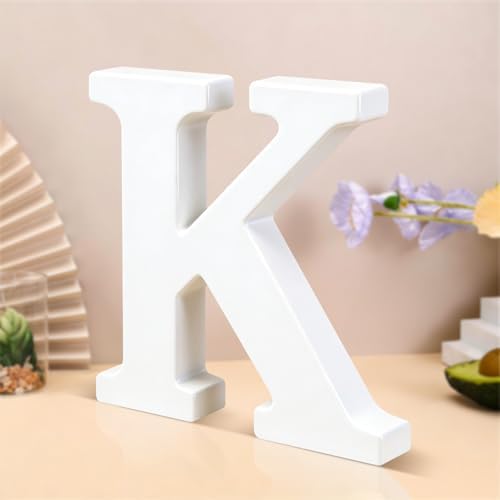 6 Inch White Wood Letters Unfinished Wooden Letters for Wall Decor Decorative Standing Letters Slices Sign Board Decoration for Craft Home Party Projects (K) by Unknown