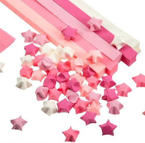Kigeli 1000 Sheets Paper Strips Foil Star Glitter Origami Stars Shiny Origami Paper for DIY Crafts Weaving Projects (Pink,Solid Style) by Kigeli