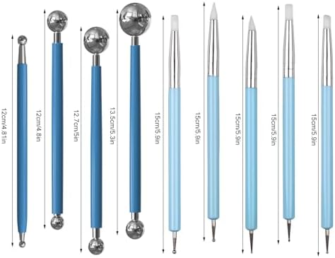 DIYOOHOMY 9 Pcs Polymer Clay Tools, Ball Stylus Silicone Sculpting Tools for Pottery Rock Dot Painting Nail Art Blending Clay Carving Ceramic Drawing DIY Craft Modeling - Image 2
