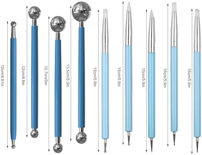 DIYOOHOMY 9 Pcs Polymer Clay Tools, Ball Stylus Silicone Sculpting Tools for Pottery Rock Dot Painting Nail Art Blending Clay Carving Ceramic Drawing DIY Craft Modeling - Image 2