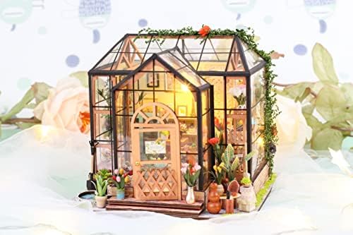 GuDoQi DIY Miniature Dollhouse Kit, Tiny House with Furniture, 1:24 Scale, Handmade Gift for Birthday Christmas Day, Jenny Greenhouse Flower Shop - Image 6