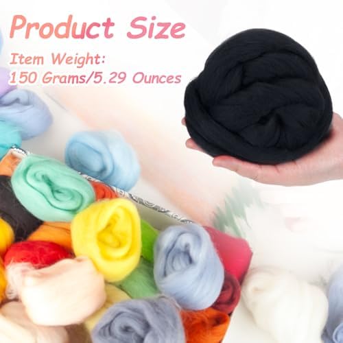 PATIKIL Wool Roving Yarn, 150G/5.3OZ Soft Felting Wool Pure Chunky Roving Yarn Bulk for Needle Felting Knitting Blanket Spinning Weaving DIY Craft, Gray - Image 2