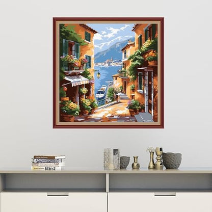 Dooxvey Cross Stitch Kits for Adults Beginners,Full Range of Cross-Stitch Stamped Kits Needlepoint Kits for Beginners Embroidery Kits 11CT Cross Stitch Patterns-Seaside Scenery 18x18 inch - Image 2