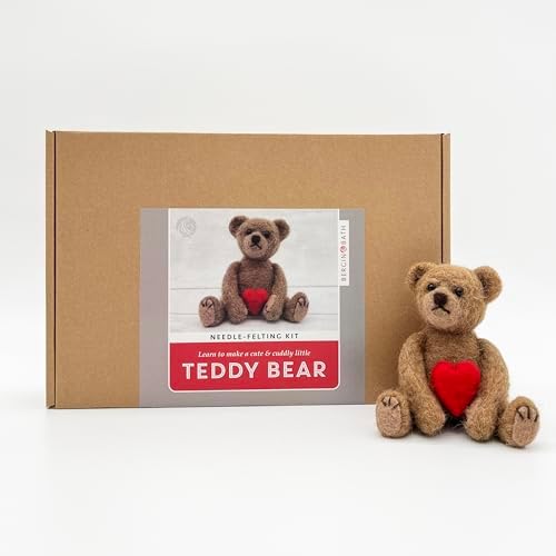 Bergin & Bath Needle Felting Kit, Teddy. Make a Sweet Little Teddy Bear with This Craft kit for Adults and Teens. by BerginBath
