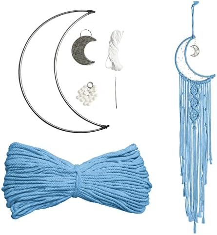 JeogYong Macrame Kit, DIY Moon Dream Catcher Macrame Kits for Kids & Adults Beginners, Includes Metal Hoop Rings Macrame Cord or More Craft Supplies and Materials for Bohemian Wall Decor Dreamcatcher by JeogYong