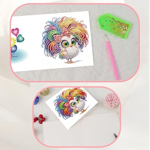 JISHSHAY 6 PCS Diamond Painting Greeting Cards Chick Diamond Art Birthday Cards with Envelopes Mosaic Kits for Adults Gem Art Gem Painting for Thanksgiving Anniversary Graduation All-Occasion - Image 6