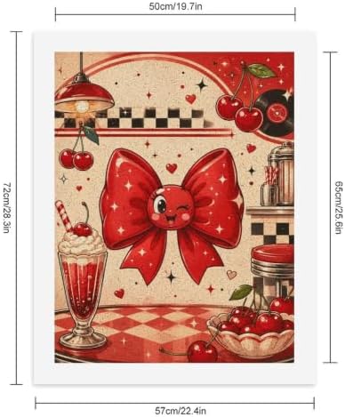 Bozfoxa Paint by Numbers Kit for Adults Beginner Red Cherry Bow - Image 2