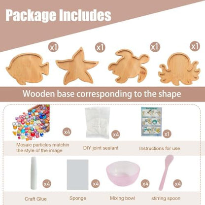 Kids Mosaic Coaster Kit – 4-Pack, Non-Toxic Crafts Ages 6-12 - Image 6