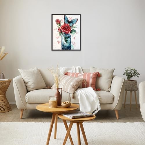 RICUVED Flowers Paint by Numbers for Adults, Butterfly Paint by Numbers Kit for Adults Beginners, Bottle DIY Acrylic Oil Painting on Canvas Easy for Gift Home Wall Decor 16x20 Inch - Image 3