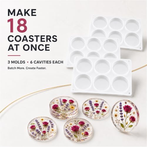 3PCS 18-Cavity Coaster Resin Molds, Round Coaster Molds for Epoxy Resin - Image 2