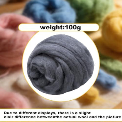Wool Roving-3.5oz Needle Felting Wool, Soft Multi-Color Wool Fiber, Perfect Felting Wool Pure Wool, Chunky Yarn, for DIY Crafts, NeedleFelting Projects,and Artwork (Dark Shadow) - Image 2