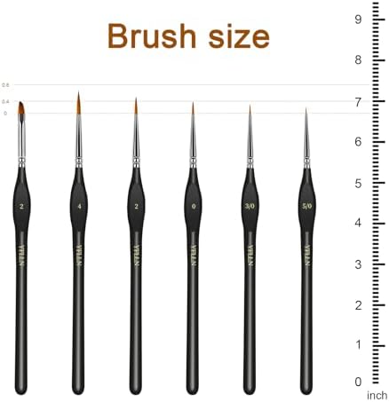 6Pcs Miniature Paint Brushes Set with Triangular Handles - for Acrylics, Oils, Watercolors & Paint by Number, Figurine(Black) - Image 3