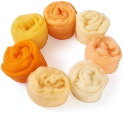 35G Needle Felting Wool Yellow Wool Roving for Needle Felting Multicolor Soft Spinning Wool Bulk for Felting DIY Crafts Hand Spinning Supplies by Spritewelry