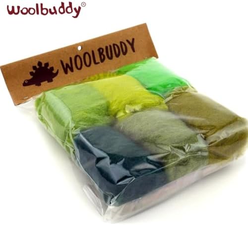 Woolbuddy Corriedale Wool Roving Kit for Needle Felting (Green) 20g Each - Image 5