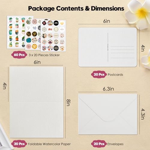 KOVIEDE 20 Pack Foldable Blank Watercolor Cards with Envelopes 4" x 6" - Image 2
