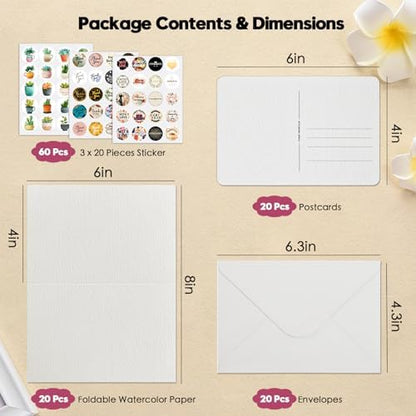 KOVIEDE 20 Pack Foldable Blank Watercolor Cards with Envelopes 4" x 6" - Image 2