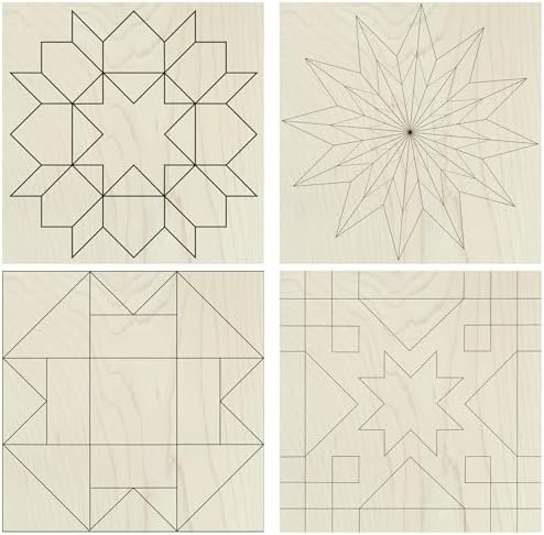 6" Barn Quilt Kit Set 4 | Starburst, Aesthetic Tri, Cottage Star, Swoon by AVTRBoutique