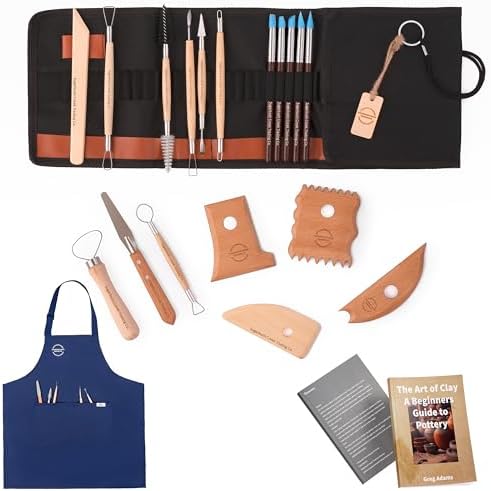 Pottery Tools Set 57-Piece – Ceramic & Clay Sculpting Tool Kit with Wooden Tools, Apron, Carry Pouch, Manual for Beginners & Professionals - Image 2