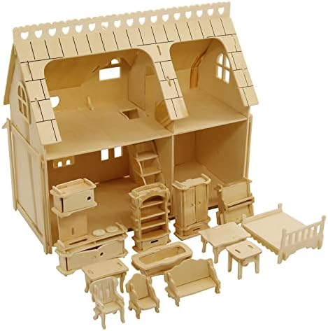 CUTEROOM 3D Wooden Puzzle House with 34 pcs Furnitures by CUTEROOM