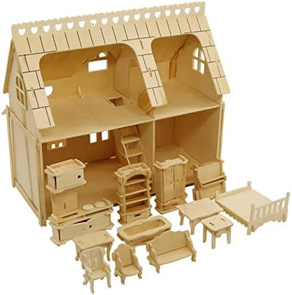 CUTEROOM 3D Wooden Puzzle House with 34 pcs Furnitures by CUTEROOM
