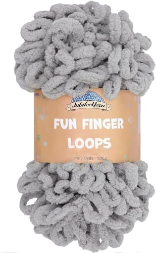 JubileeYarn Fun Finger Loops Yarn - Light Grey - 1 Skein by BambooMN