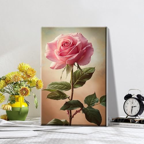ATDMS Paint by Numbers Kit for Adults with Easel Flowers Paint by Number with Frame DIY Floral Paint by Number with Easel Adult Paint by Number Kits on Canvas Framed for Home Wall Decor 8x12 Inch - Image 2