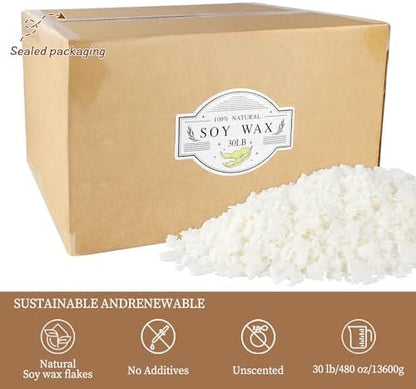 Wfmolcand Soy Wax for Candle Making - 30 LB Natural Soy Wax Candle Wax for DIY Candle Making Supplies… - Image 2