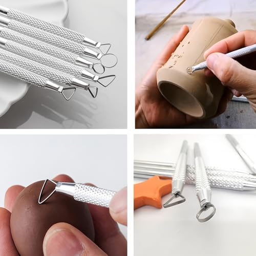 DIYOOHOMY Pottery Carving Tools, Clay Sculpting Tools with Pottery Ribs Needle Wire Cutter for Polymer Sculpting, Modeling, Shaping, Trimming, Cutting, Air Dry Clay, Ceramic DIY Crafts Supplies (11) - Image 3