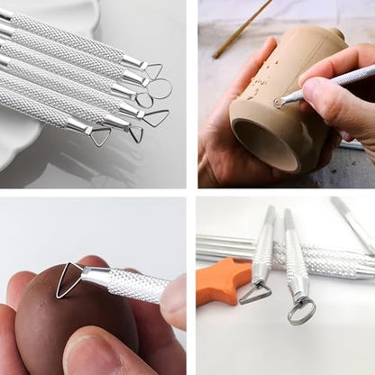 DIYOOHOMY Pottery Carving Tools, Clay Sculpting Tools with Pottery Ribs Needle Wire Cutter for Polymer Sculpting, Modeling, Shaping, Trimming, Cutting, Air Dry Clay, Ceramic DIY Crafts Supplies (11) - Image 3