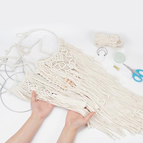 Macrame Kits for Adults Beginners Easy 3 Set Moon Star Craft Kits DIY Dream Catcher Kit with Instructions Video Macrame Wall Hanging Supplies Dream Catcher Kit for Room Wall Decoration - Image 5