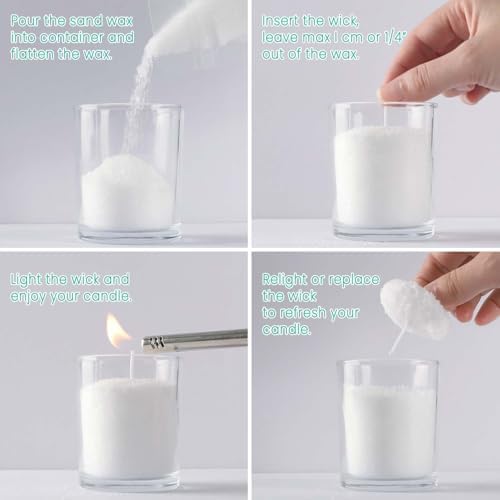 5LB Natural Pearled Candle Making Kit with 50 Cotton Wicks, Reusable and Refillable Pearled Candles for DIY Sand Candle Making - Image 3